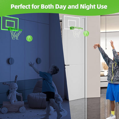 Mini Basketball Hoop with Luminous Basketball, SEGMART Glow in The Dark Wall Mounted Basketball Hoop with Backboard, Indoor Basketball Hoop for Room Wall, Gift for Boys Teens