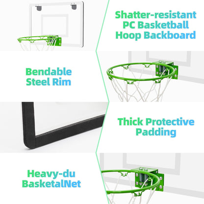 Mini Basketball Hoop with Luminous Basketball, SEGMART Glow in The Dark Wall Mounted Basketball Hoop with Backboard, Indoor Basketball Hoop for Room Wall, Gift for Boys Teens