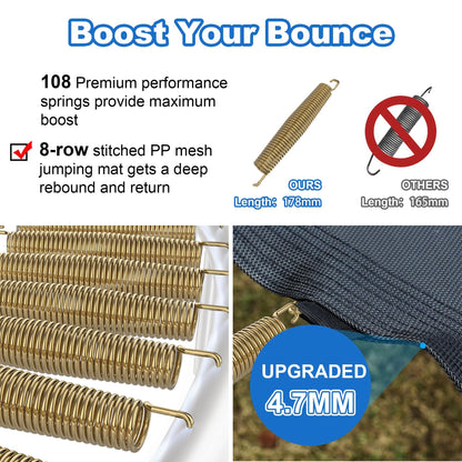 16ft Trampoline with Enclosure Net for Kids and Adults, Large Outdoor Trampoline with Basketball Hoop, Segmart Recreational Trampoline with Ladder, Heavy Duty Backyard Trampoline for Garden Patio