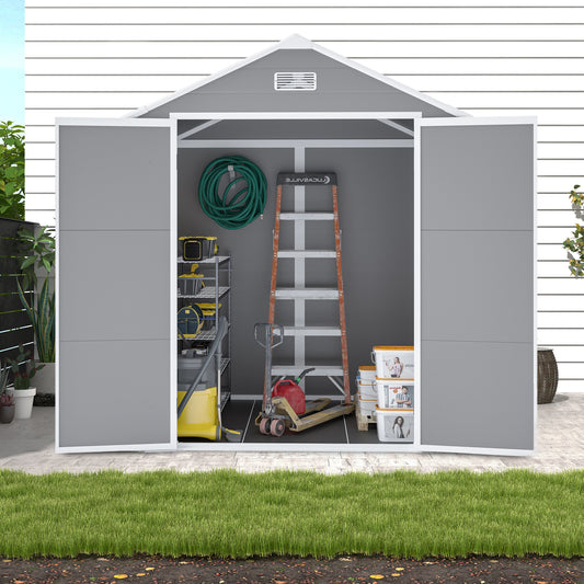 Segmart 6x5FT Shed, Heavy-duty Resin Storage Shed for Outdoor Patio, Lockable Plastic Shed with Floor, Window, Vents
