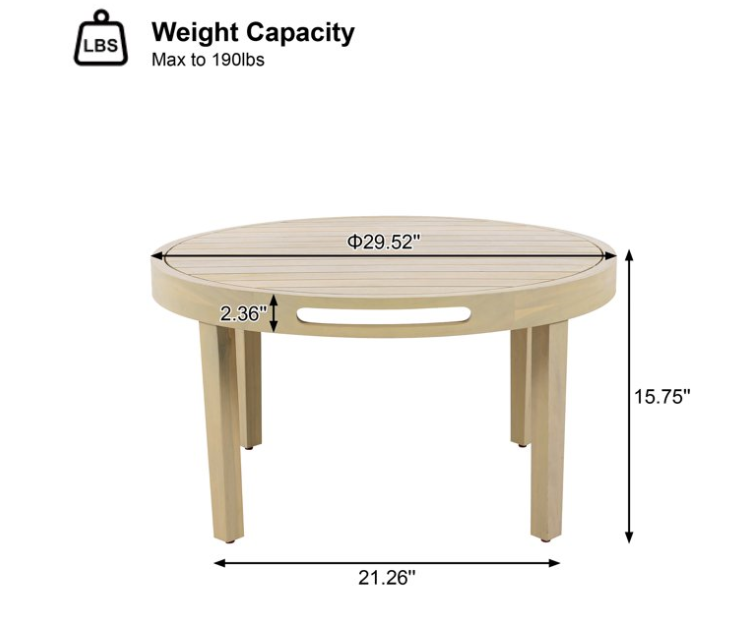 4-Piece Acacia Wood Patio Furniture Set, Outdoor Patio Conversation Set with Coffee Table, Loveseat and 2 Club Chairs, Deep Seating Outdoor Furniture with 4-Inch Cushions for Backyard Porch Balcony