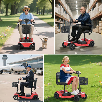 Segmart 4-Wheel Mobility Scooter for Seniors, Foldable Electric Scooter with 12-Mile Range & 330 lb Capacity, Red
