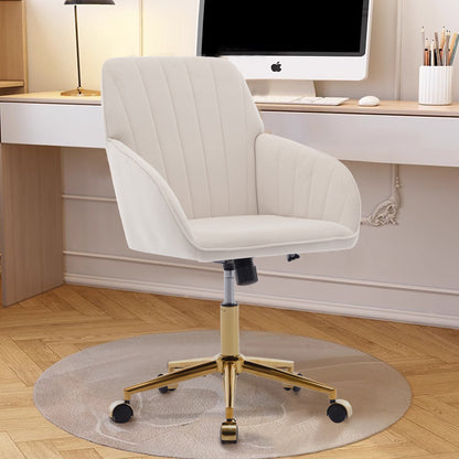 Office Chair with Memory Foam,Adjustable Swivel Desk Chair, Velvet Upholstered, Supportive Backrest for Home Office & Bedroom