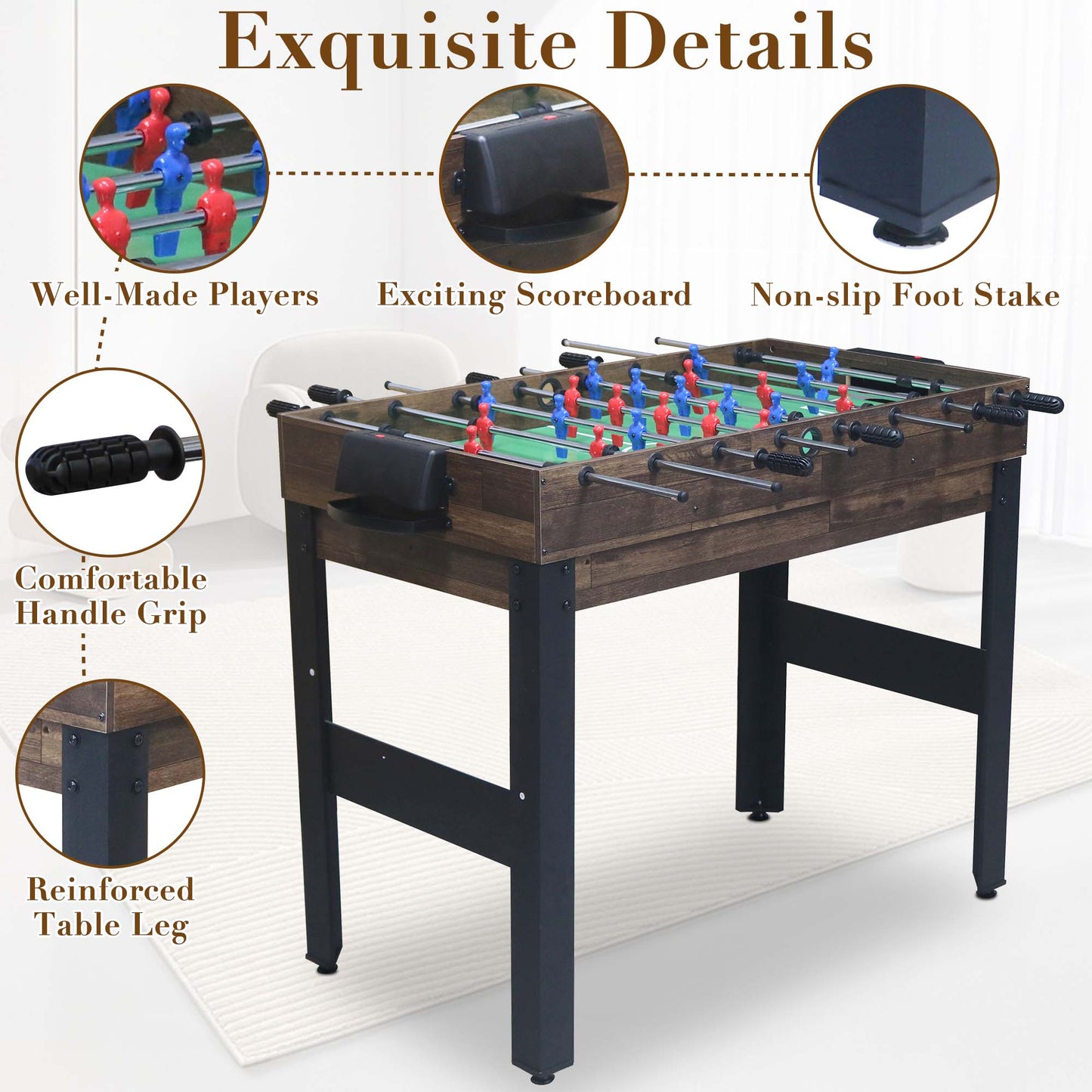 48'' 16 in 1 Multi Game Table, Combo Game Table Set for Game Room, Multifunctional Game Table with Bow, Arrow, Basketball, Football, Hockey, Foosball, Shuffleboard, Ping Pong, Chess, Checkers, Bowling