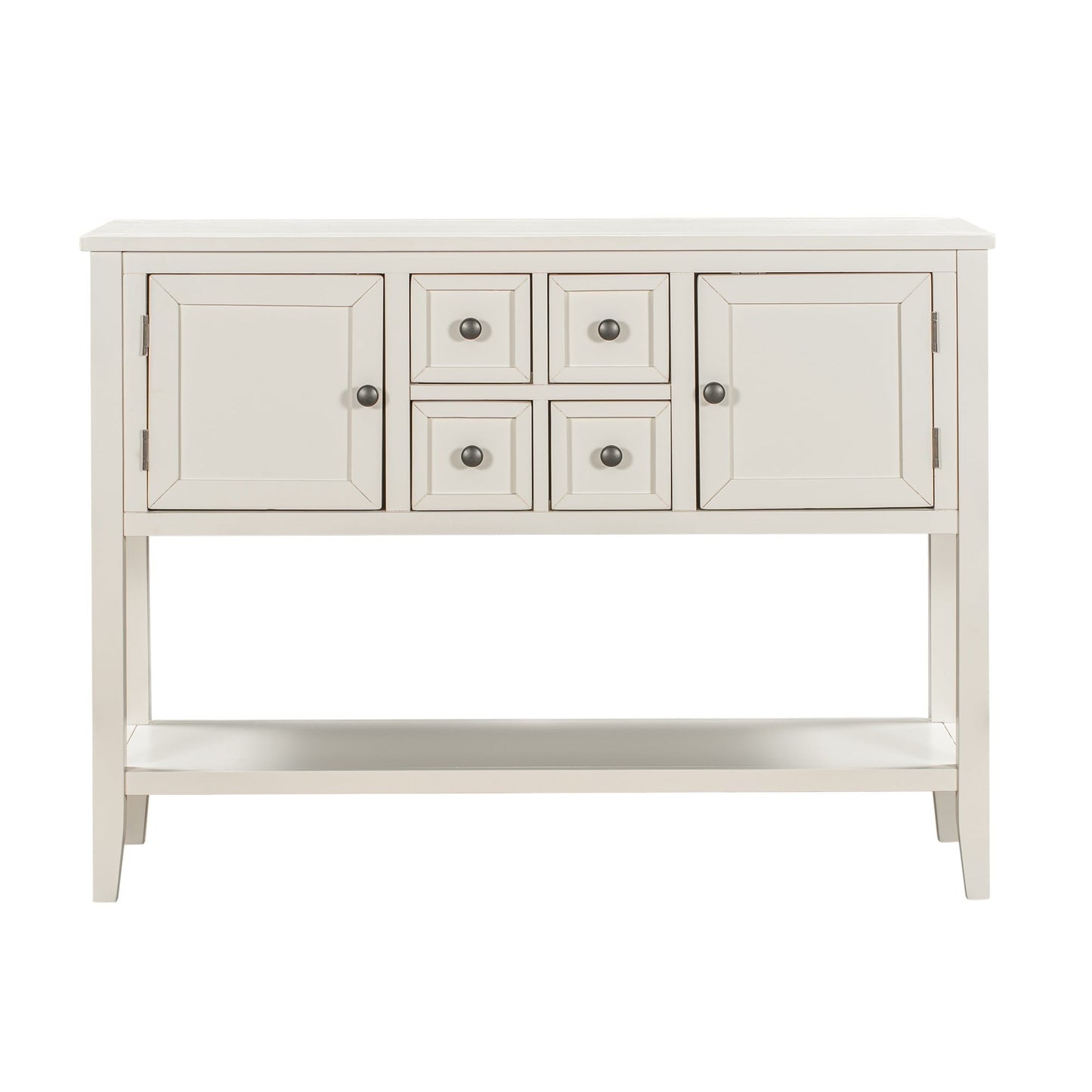 Console Table with 4 Storage Drawers,Storage Vintage Wood Buffet Sideboard Desk with 2 Cabinets and Bottom Shelf, Retro Entryway Table Cupboard for Living Room, Foyer, Hallway