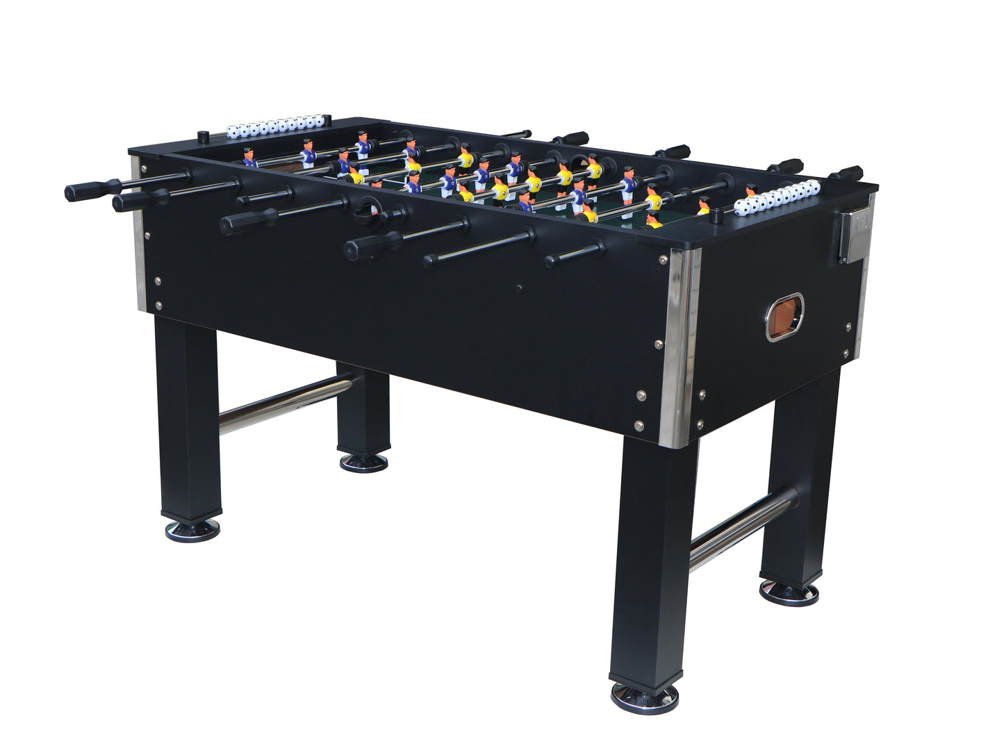 54.50'' Foosball Table for Kids and Adults, SEGMART Durable Wooden Soccer Table with 4 Balls and 2 Cup Holders, Indoor Soccer Table Game with Leg Levelers for Home, Game Room, Party, Black