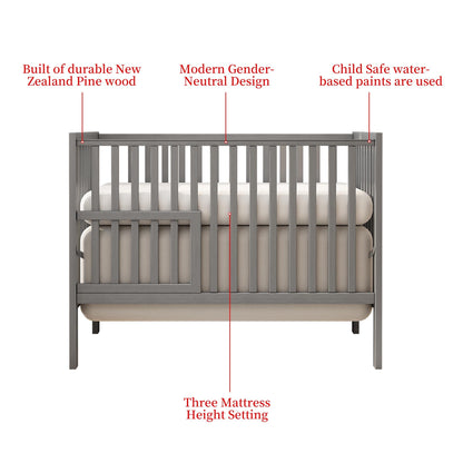 iRerts 5 In 1 Convertible Baby Crib, Wood Convertible Crib Toddler Bed with Wood Legs, Converts from Baby Crib to Toddler Bed, Fits Standard Full-Size Crib Mattress, Easy to Assemble, Black
