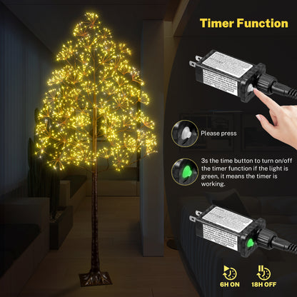 Segmart 3 Packs White Lighted Birch Trees, 4FT+5FT+6FT Prelit Artificial Christmas Tree with 2560 Warm LED Lighted, Indoor and Outdoor Light Up Home Christmas Decorations with Timer, Brown