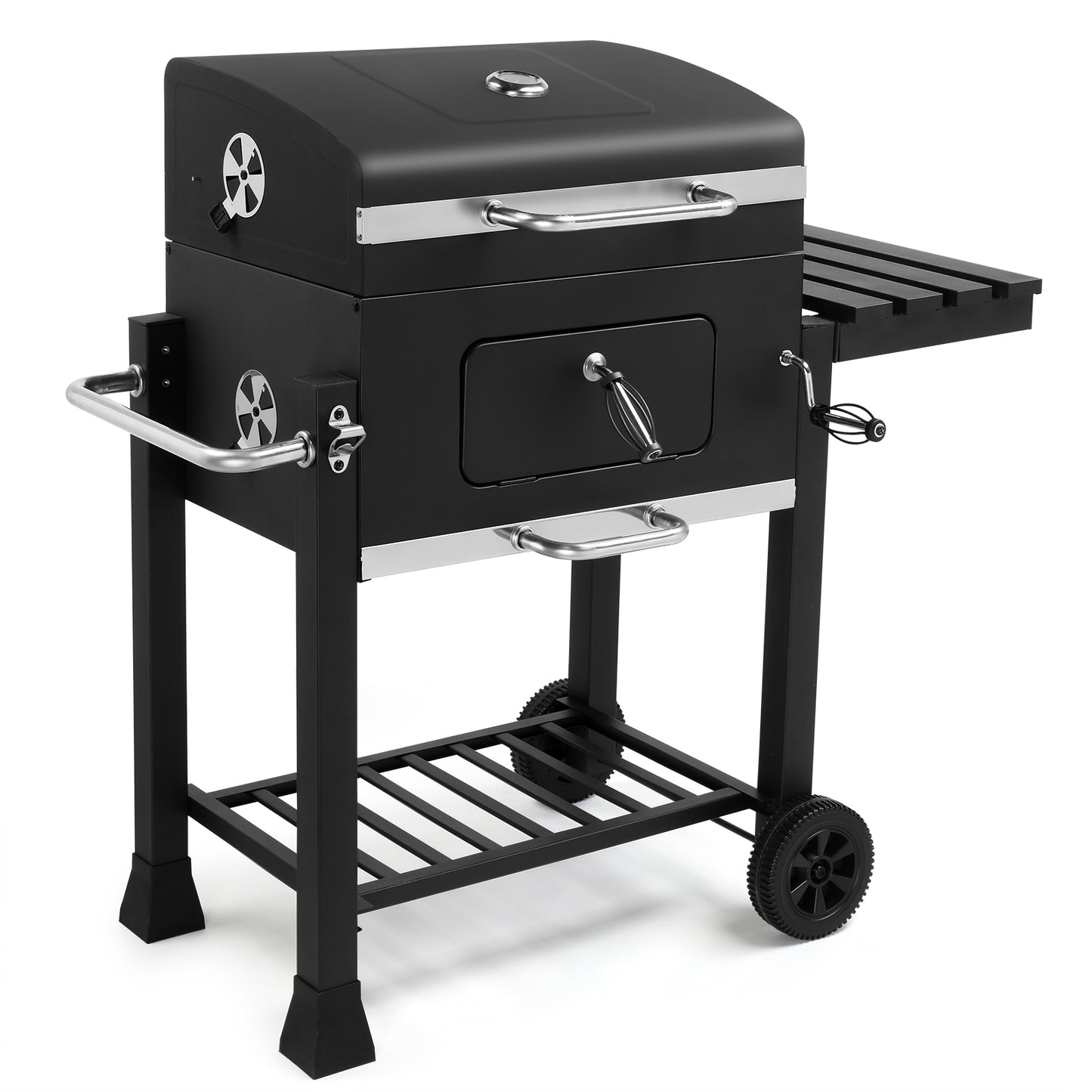Segmart Charcoal Grill, Outdoor BBQ Grill with Foldable Side Table, Heavy Duty 24-inch Charcoal Grill on Wheels Portable