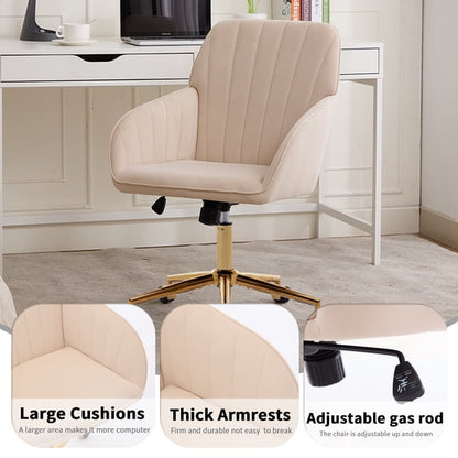 Office Chair with Memory Foam,Adjustable Swivel Desk Chair, Velvet Upholstered, Supportive Backrest for Home Office & Bedroom