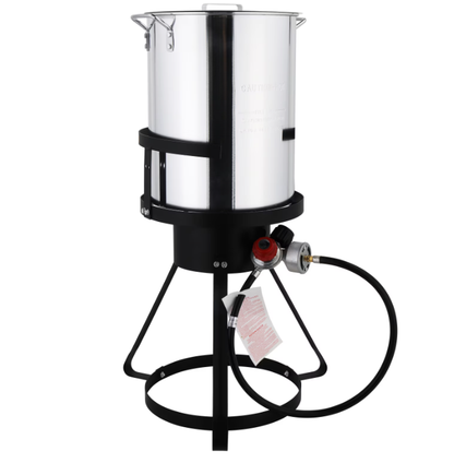 Segmart 30 Qt Iron Aluminum Turkey Fryer Pot,Outdoor Fryer Kit with Injector Thermometer Kit,54000 BTU Outdoor Propane Stove Burner Stand for 20lbs Turkey,10Pcs,Silver