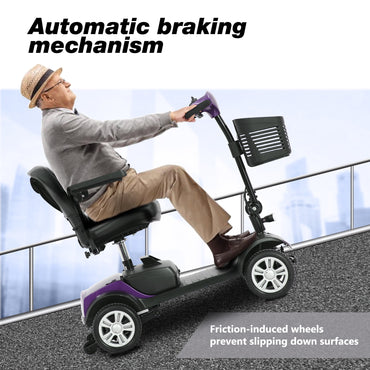 Segmart 4 Wheel Mobility Scooter for Seniors,electric wheelchairs for adults lightweight foldable, 15 Miles Range, 300lbs Capacity, W/LED Head Lights & Basket, Purple
