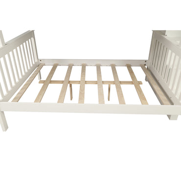 SEGMART Wood Bunk Beds , 76.97'' x 51.57'' Solid Wood Twin-Over-Full Bed, Sturdy Wood Twin-Over-Full Bunk Beds w/ 4 Storage Shelves, 4-Step Ladder, Full-Length Guardrails, 250lbs, S1914