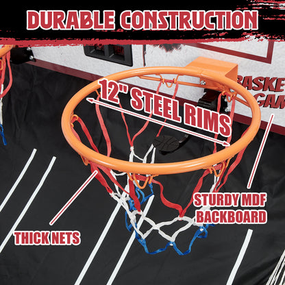 Dual Shot Basketball Arcade Game, Segmart 81"x44" Foldable Indoor Electronic Arcade Basketball Game with 6 Balls, 8 Modes, LED Scoreboard, Air Pump, Battery Powered for Adults, Blue