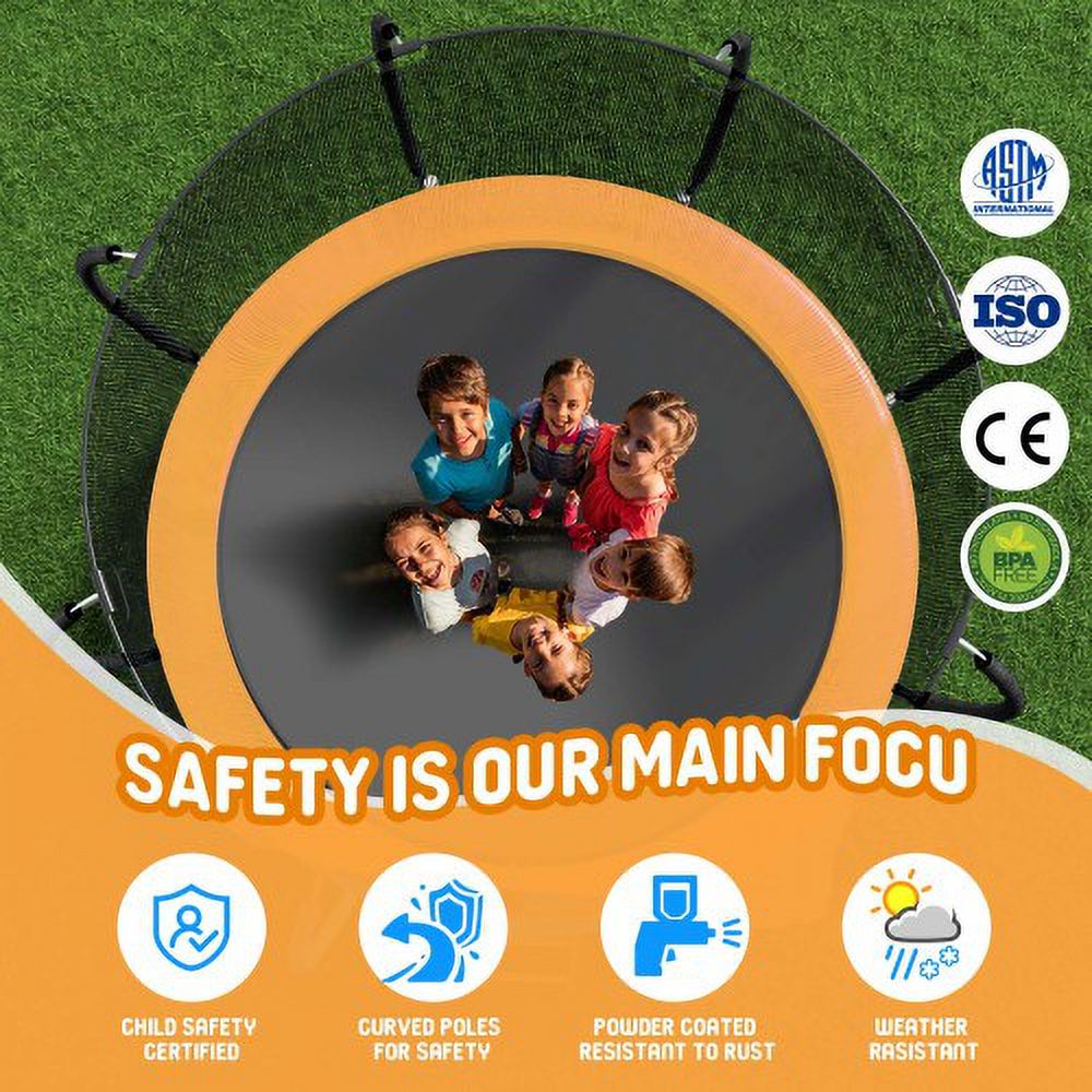 12FT Outdoor Trampoline for Kids & Adults, Segmart Recreational Trampoline with Safety Net and Ladder, 800LBS Weight Capacity Round Pumpkin Trampoline, 2024 Heavy Duty for Backyard Patio