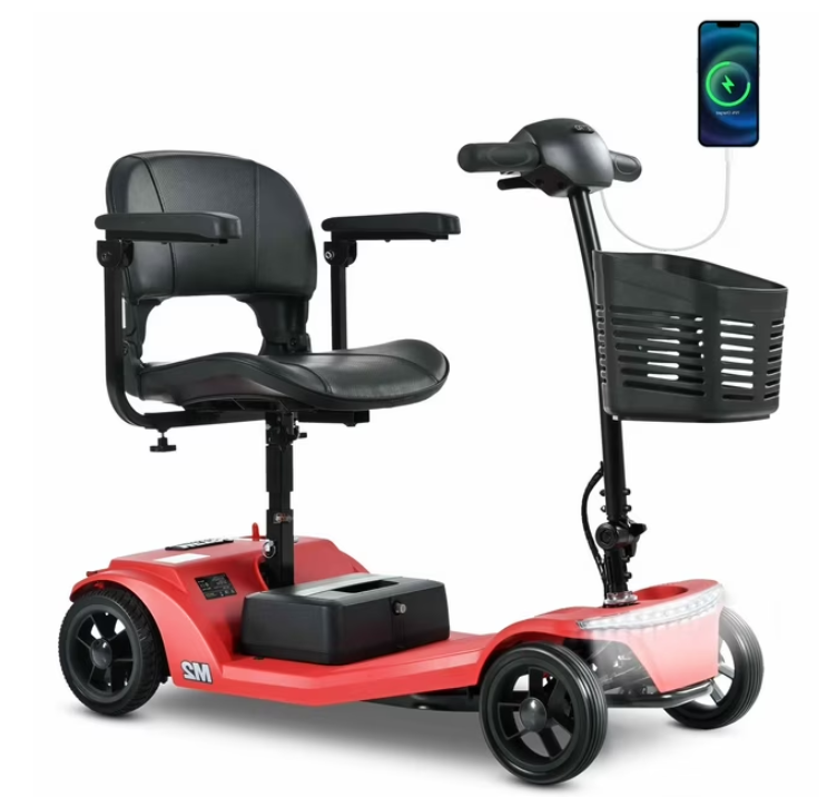 Segmart 4 Wheel Mobility Scooter for Seniors,Portable Electric Scooters Motorized with LED Light,Power Scooter for Best Gift