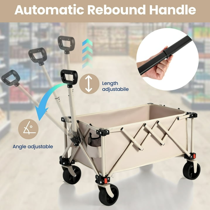 Collapsible Wagon with Wheels,Segmart Folding Wagon Cart All Terrain,Heavy Duty Garden Carts with Adjustable Handle,Utility Wagon for Outdoor Sports,Camping Shopping Fishing