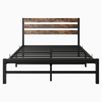 Full Size Bed Frame-Classic Metal Platform Bed Frame,Mattress Foundation with Steel Slat Support,Under Foundation Storage, No Box Spring Needed, Easy Assembly, Max Weight 400 lbs, Brown