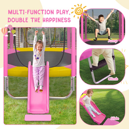 Toddler Trampoline for Kids, 7Ft Mini Trampoline with Enclosure Net, Indoor & Outdoor Recreational Trampolines with Upgrade No-Gap Safe Design for Birthday Chirismas Gifts Ages 1-8