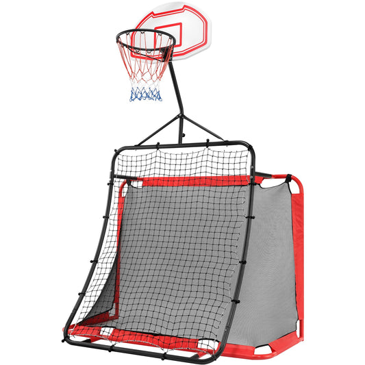 All-in-one Outdoor Sports Set with Football Net, Baseball Net, 3-in-1 Combo Outdoor Sports Center with Soccer Goal, Lacrosse Net, Segmart Heavy-duty Basketball Hoop with Durable Net, Metal Frame