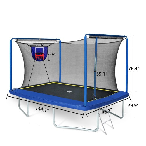 Large Rectangle Trampoline for Kids and Adults, 1600LBS Weight Capacity Recreational Trampoline with Enclosure Net, Basketball Hoop, Segmart Galvanized Heavy Duty Outdoor Trampolines for Patio Garden