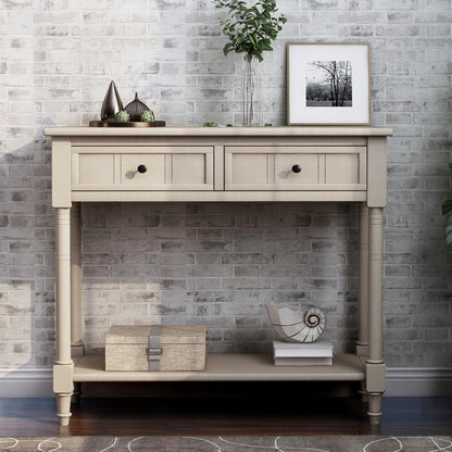 SEGMART Console Table with 2 Drawers, Coffee Bar, Entryway Table with Storage Shelf, Sofa Tables Buffet Sideboard for Kitchen, Hallway, Dining, Living Room, Antique Gray