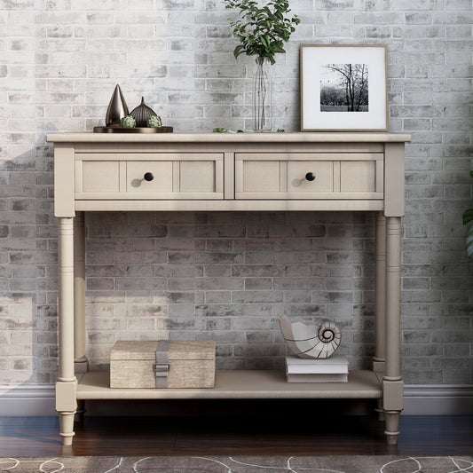 SEGMART Console Table with 2 Drawers, Coffee Bar, Entryway Table with Storage Shelf, Sofa Tables Buffet Sideboard for Kitchen, Hallway, Dining, Living Room, Antique Gray