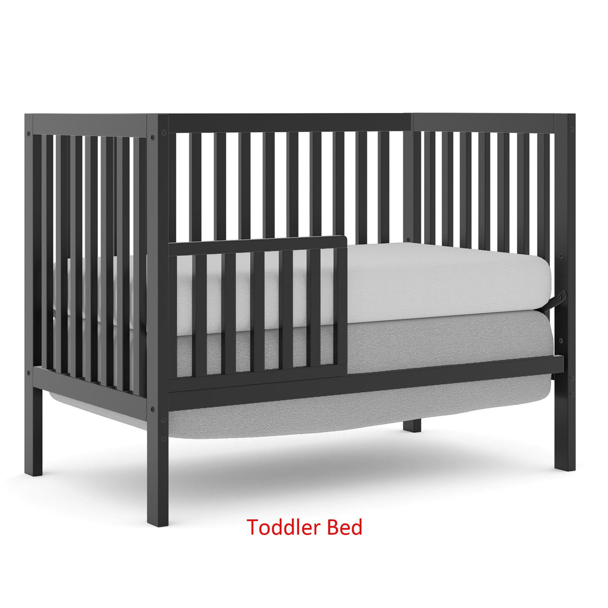 iRerts 5 In 1 Convertible Baby Crib, Wood Convertible Crib Toddler Bed with Wood Legs, Converts from Baby Crib to Toddler Bed, Fits Standard Full-Size Crib Mattress, Easy to Assemble, Black
