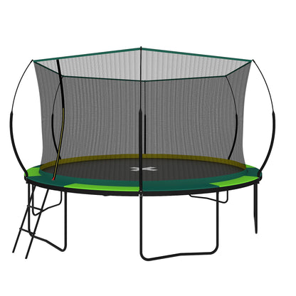 14ft Trampoline with Safety Enclosure Net, SEGMART Upgraded Round Kids Outdoor Trampoline with Ladder, Heavy Duty Backyard Trampoline, Recreational Trampoline for Adults and Kids, Green