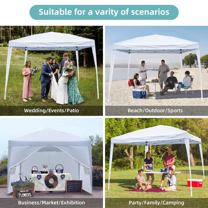 10'x10' Outdoor Wedding Party Tent with 4 Sidewalls, SEGMART Pop Up Canopy Tent with 3 Adjustable Heights, Portable Waterproof Instant Patio Gazebo Tent with Carrying Bag for Garden Pavilion