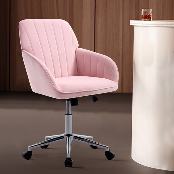 Office Chair with Memory Foam,Adjustable Swivel Desk Chair, Velvet Upholstered, Supportive Backrest for Home Office & Bedroom