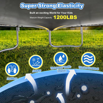 16ft Trampoline with Enclosure Net for Kids and Adults, Large Outdoor Trampoline with Basketball Hoop, Segmart Recreational Trampoline with Ladder, Heavy Duty Backyard Trampoline for Garden Patio