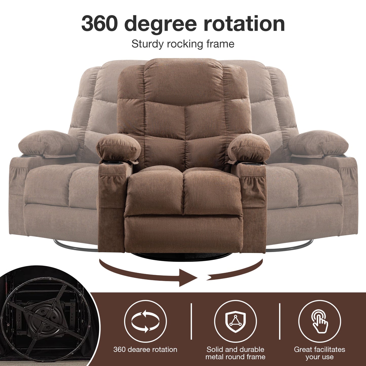 Lift Recliner Chair for Elderly and Disabled, Modern Living Room Electric Power with 3 Positions Lift, Remote Control and Storage Pockets, Ergonomic Plush Velvet Single Sofa Lounge, Brown, SS441
