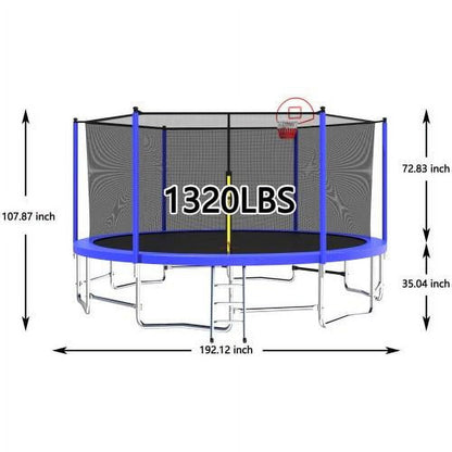 16FT Outdoor Trampoline for Kids and Adults with Basketball Hoop, SEGMART Recreational Trampoline with Safety Enclosure Net, Heavy Duty Trampoline with 1320LBS Weight Capacity for Backyard, Patio