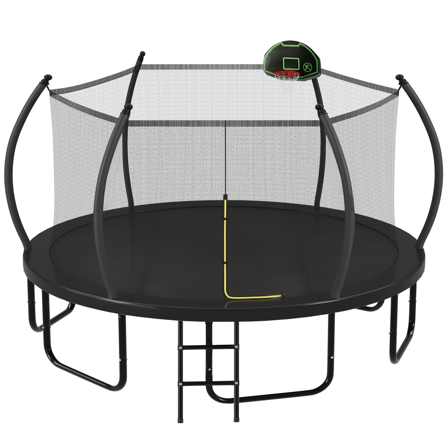 12FT 14FT 16FT Trampoline for Kids Adults with Basketball Hoop, Enclosure Net, 1500LBS Heavy Duty Outdoor Trampoline with Ladder, Recreational Round Trampoline, Pumpkin Outdoor Backyard Trampoline