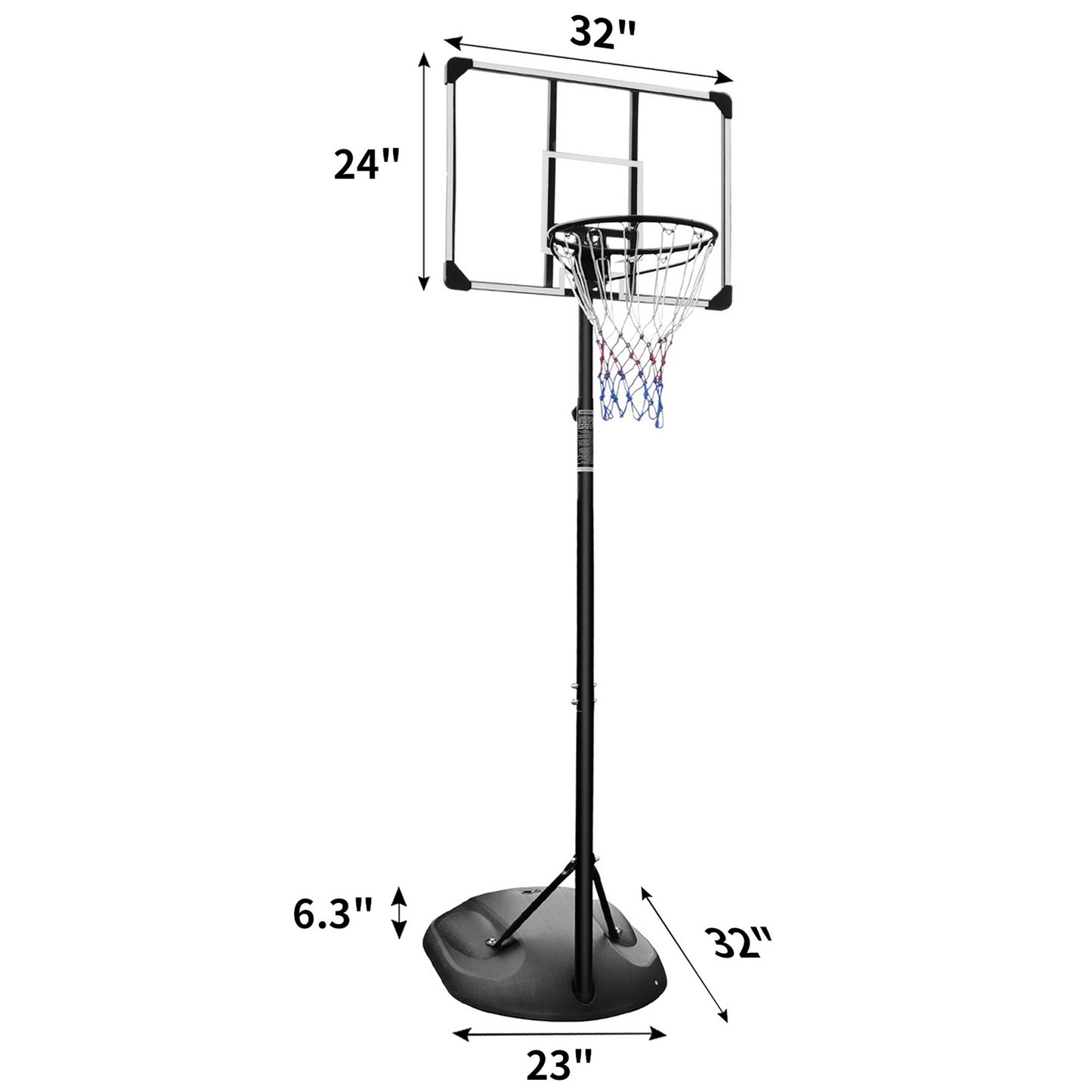 32'' Portable Basketball Hoop System, Upgraded SEGMART Indoor Outdoor Basketball Goal with 7.5ft-9.2ft Height Adjustable, Basketball Hoop Stand with 2 Wheels, Fillable Base for Youth Adults