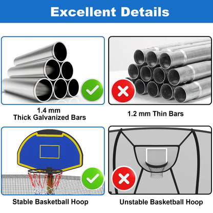 16ft Trampoline with Enclosure Net for Kids and Adults, Large Outdoor Trampoline with Basketball Hoop, Segmart Recreational Trampoline with Ladder, Heavy Duty Backyard Trampoline for Garden Patio