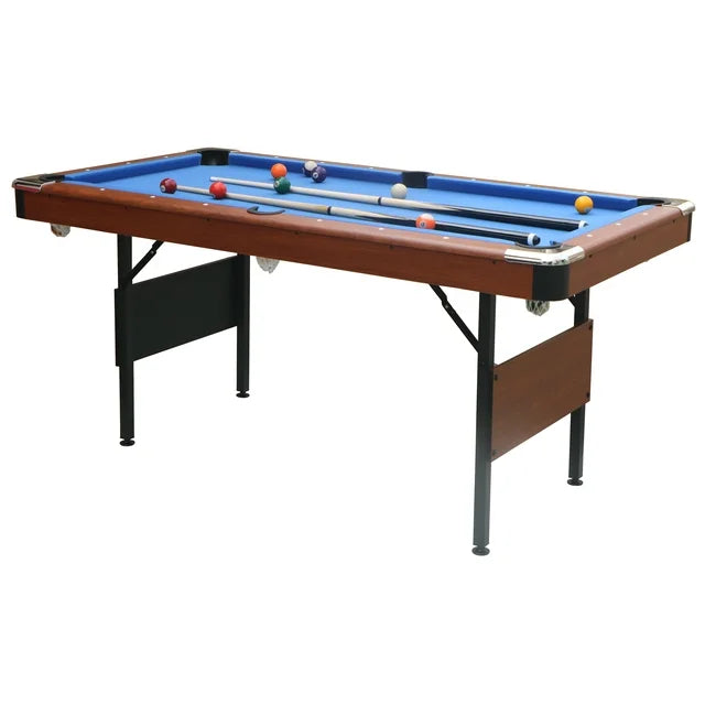 SEGMART 5.5 Ft Folding Pool Table for adults, Tennis Multigame Table, Multifunctional Billiard Table, Dining Table, Indoor Game Table, All Accessories Included, Black with Blue Felt