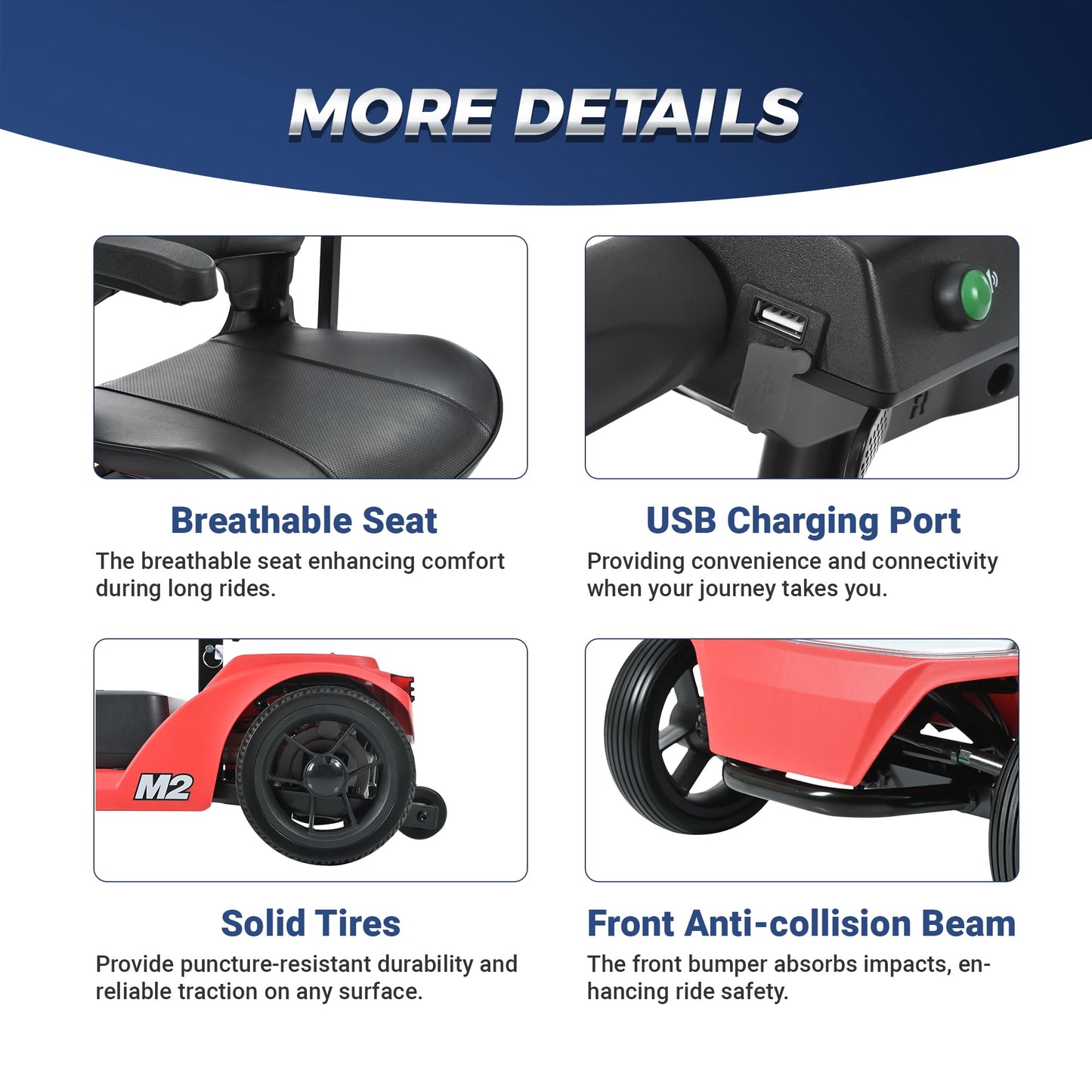 Segmart 4 Wheel Mobility Scooter for Seniors,Portable Electric Scooters Motorized with LED Light,Power Scooter for Best Gift