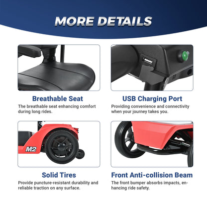 Segmart 4 Wheel Mobility Scooter for Seniors,Portable Electric Scooters Motorized with LED Light,Power Scooter for Best Gift