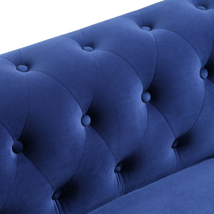 Modern Upholstered Sofa with 2 Sectional Loveseat Couches, 80'' Modern Velvet Chesterfield Loveseat Sofas with 3 Pillows, Upholstered L-Shaped Button-Tufted Scrolled Back Furniture Set, S9892