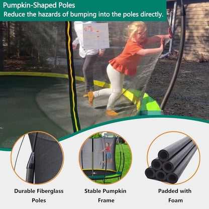 14 FT trampoline for kids and Adults, Outdoor Trampoline with Fiberglass Rods and Smart Zipper System Zero Gaps, Segmart Recreational Trampoline with Enclosure Net, 880LBS Heavy Duty Trampoline