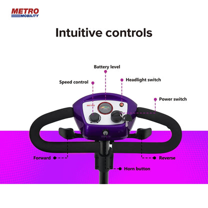 Outdoor Motorized Electric Carts for Senior, Heavy Duty Electric Scooters with 4 Wheel, Sliding Swivel Seat with Flip-Up Armrests for Adults, Easy Assembly, 300lbs, Purple, SS1432