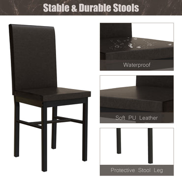 Kitchen Dining Table Set, Metal Kitchen Table Sets with 4 Chairs, Faux Marble Rectangular Breakfast Table w/Metal Legs & Black Finish Frame, Dining Table Sets for an Apartment Breakfast, S12528