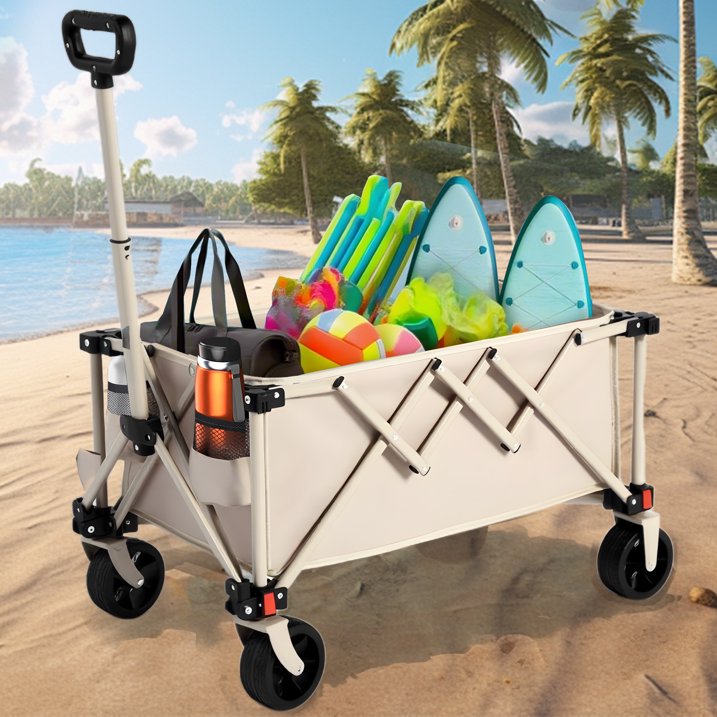 Collapsible Wagon with Wheels,Segmart Folding Wagon Cart All Terrain,Heavy Duty Garden Carts with Adjustable Handle,Utility Wagon for Outdoor Sports,Camping Shopping Fishing