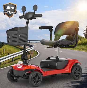SEGMART Folding Mobility Scooter for Elderly,4 Wheel All Terrain Motorized Scooter with Detachable Basket and Control Panel for Seniors Adult