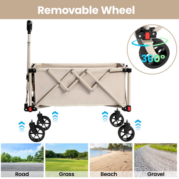 Collapsible Wagon with Wheels,Segmart Folding Wagon Cart All Terrain,Heavy Duty Garden Carts with Adjustable Handle,Utility Wagon for Outdoor Sports,Camping Shopping Fishing