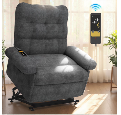 Segmart Home Fabric Recliner Reclining Chair with Remote Control, Heavy Duty 300lbs Antiskid Chenille Fabric for Elderly, 2 Motors Modern Sofa Home Theater Seating for Living Room Bedroom, Gray