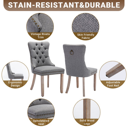 Upholstered Dining Chairs Set of 2, Segmart Modern Fabric Dining Room Chair with Nailhead Trim and Wood Legs, Mid-Century Accent for Living Room, Kitchen, Gray