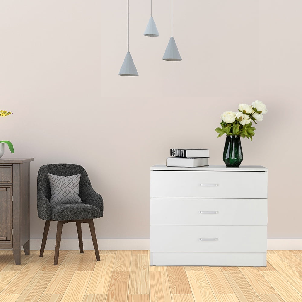 3-Drawer Drawers for Bedroom, SEGMART 26'' x 13'' x 22'' Classic Simple Bedroom Furniture Chest Cabinet with Metal Handles, Durable MDF Wood 3-Drawer Dresser for Closet to Storing Clothes, S7934